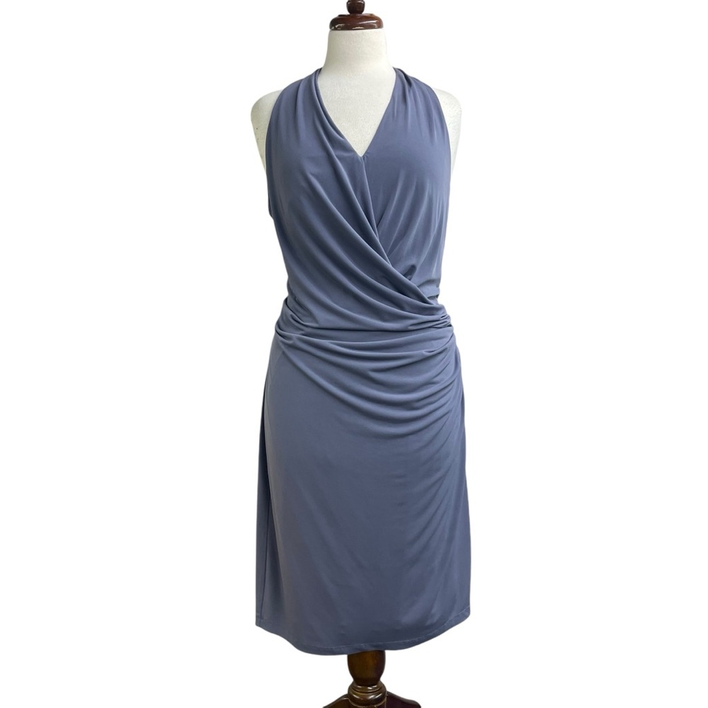 Suzi Chin for maggy boutique gray rouched T-back dress 14